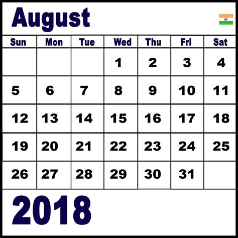 Calendar Aug 2018
